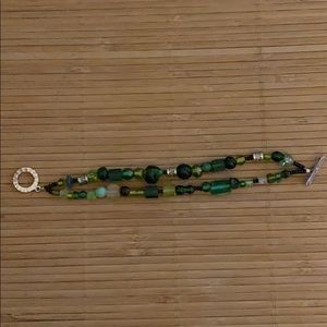 Hand made bracelet using glass and silver.